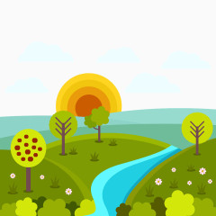 矢量春季绿色风景图