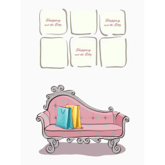 沙发上的购物袋