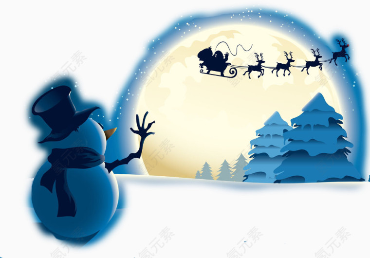 圣诞老人经过雪人