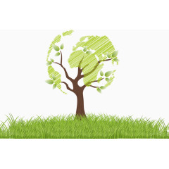 矢量绿色地球小树