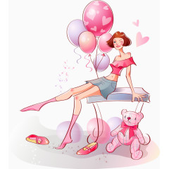 矢量手绘时尚美女