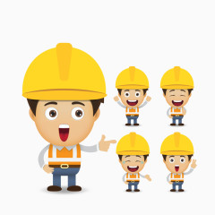 5款卡通建筑工人矢量素材图片下载