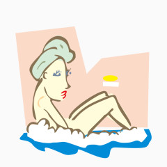 卡通洗澡美女矢量
