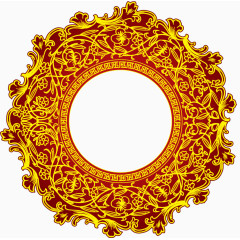 矢量手绘金色花纹圆环