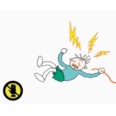 卡通手绘小男孩触电倒地