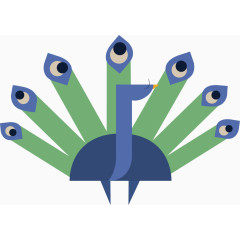 卡通几何风格孔雀