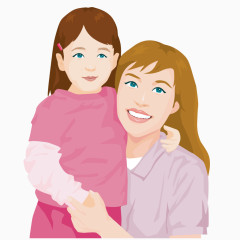 抱着女儿的妈妈