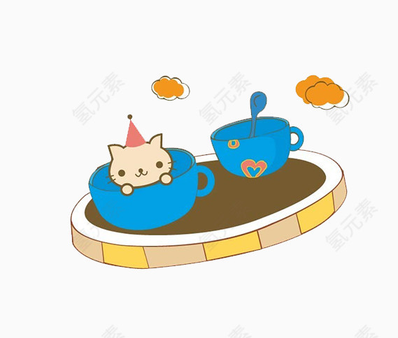 儿童猫咪杯免抠素材