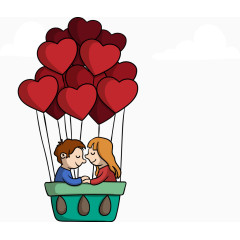 矢量手绘心形热气球