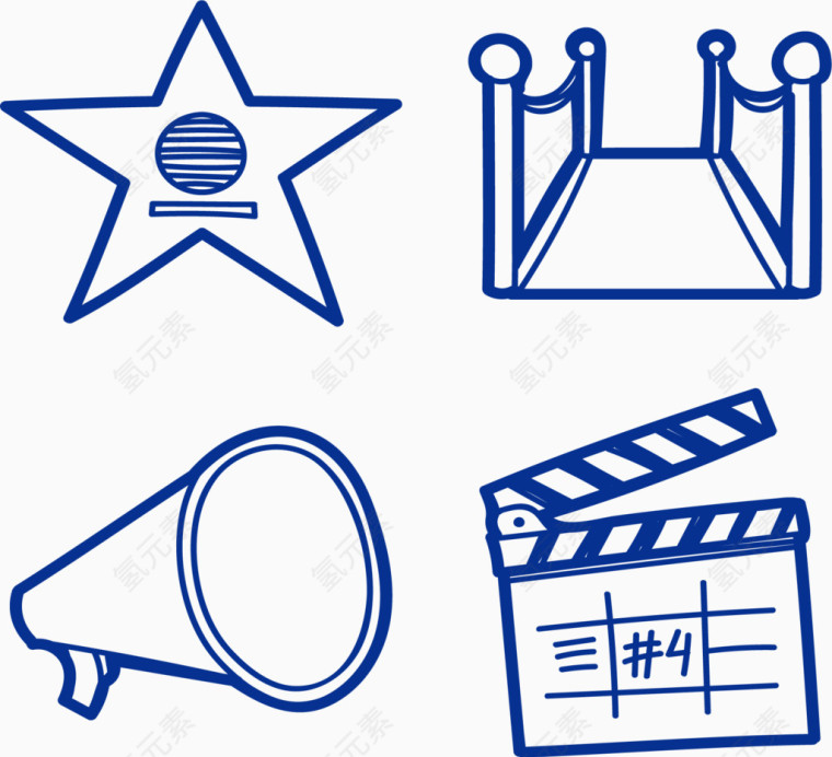 蓝色手绘导演大喇叭