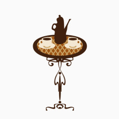 卡通 手绘 咖啡店 圆桌 复古咖啡桌