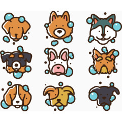 小狗洗澡头像矢量图