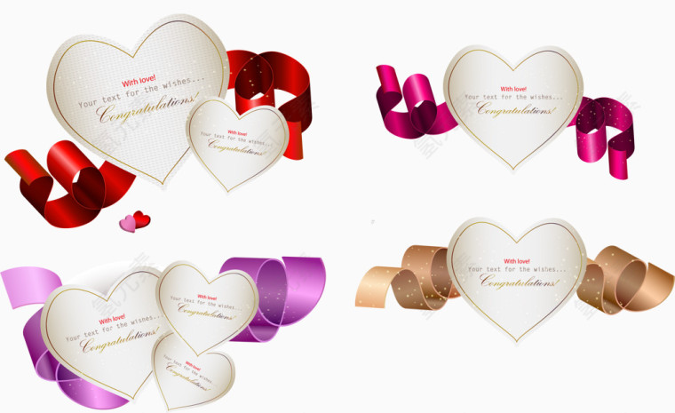 情人节书写愿望卡片矢量图