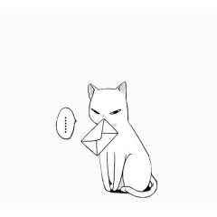 叼着白色信封的白色猫咪