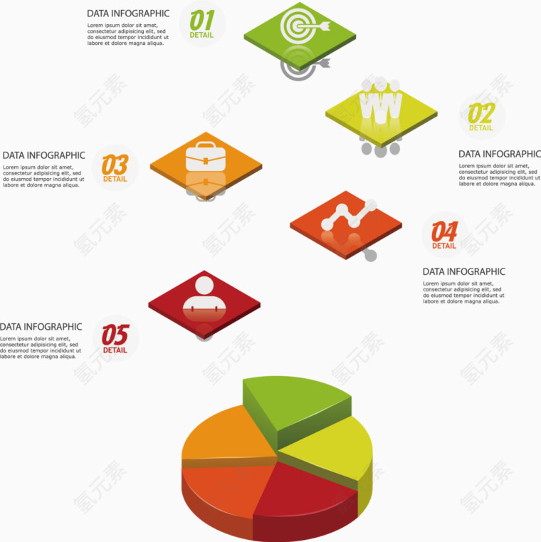 空间感立体饼状图表矢量素材