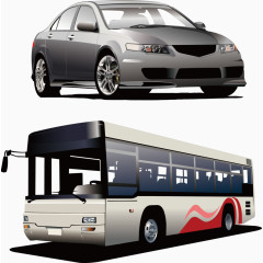 时尚小轿车和大巴车