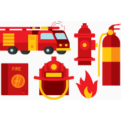 矢量红色灭火素材