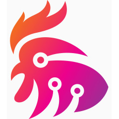 卡通手绘紫红渐变鸡头图标