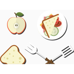 矢量早餐食物一组