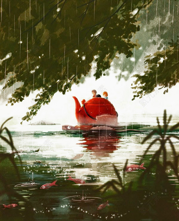 手绘水彩插画