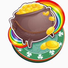 卡通彩虹与罐子矢量图