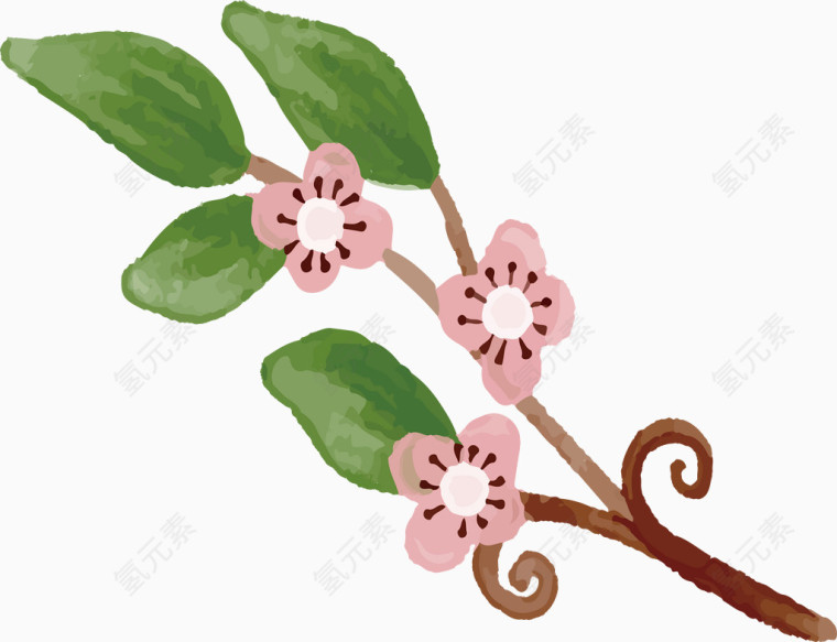 卡通樱花树枝