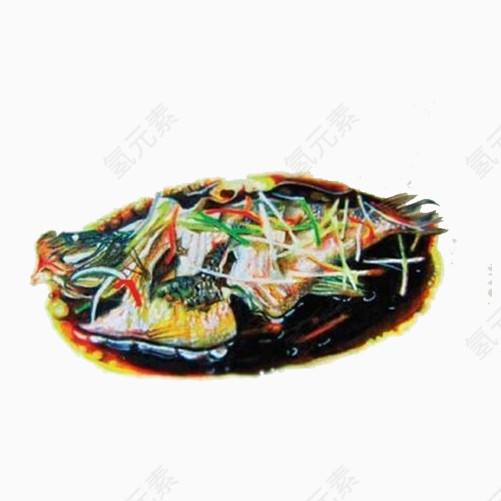 红烧鲶鱼手绘画素材图片