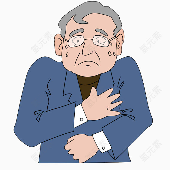 穿蓝色西服的流汗病人
