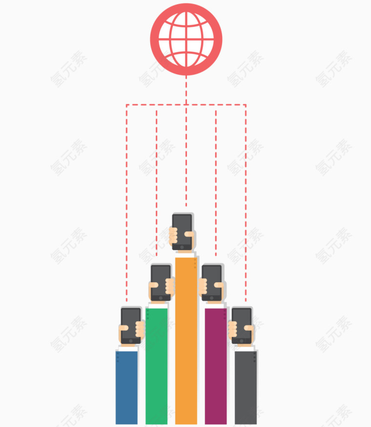矢量多人举着手机找wifi