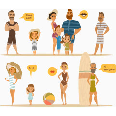 海边游泳矢量图