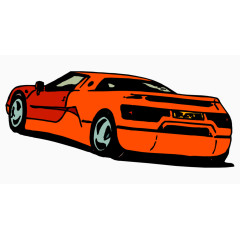 手绘卡通红色高级小轿车