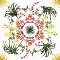 创意狮子植物背景