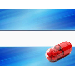 蓝色背景红色胶囊PPT模板