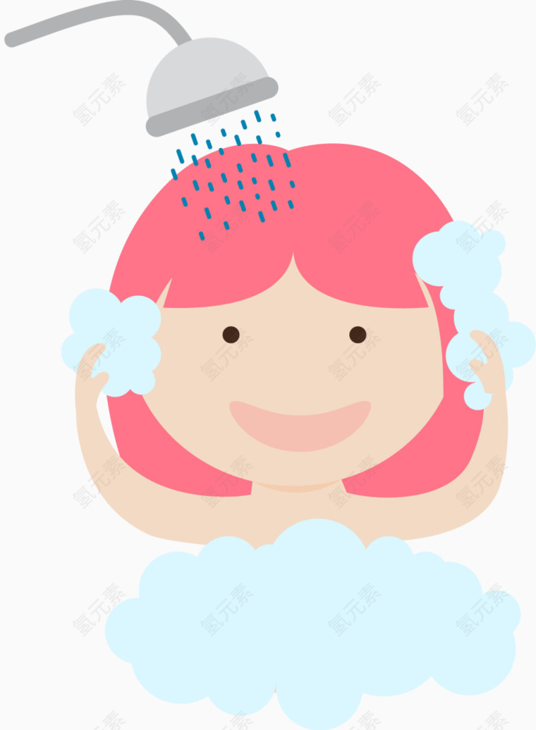 粉红头发女孩洗澡