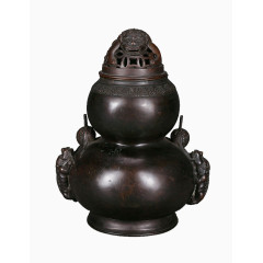 清朝铜雕瑞兽龙纹提梁熏炉