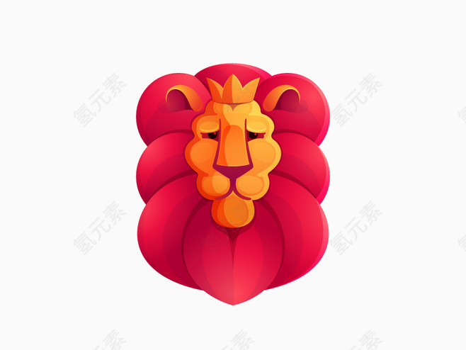手绘红色狮子头