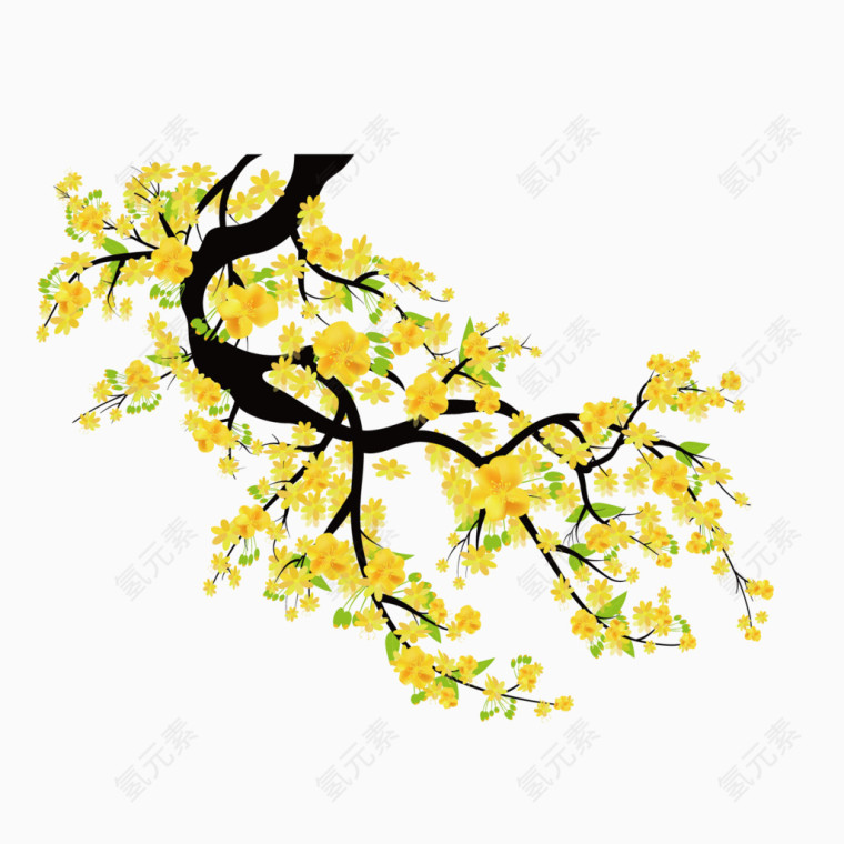 矢量黄色桃花装饰
