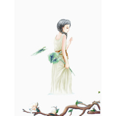 手捧花束的温柔女孩