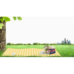 大树草坪休闲背景免抠素材