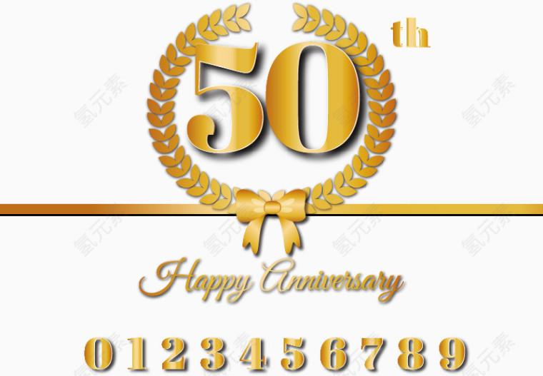 金色50周年纪念卡矢量素材