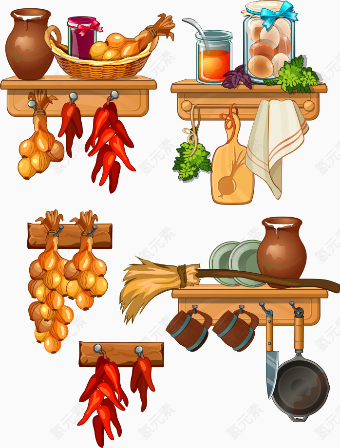 矢量卡通厨房用品