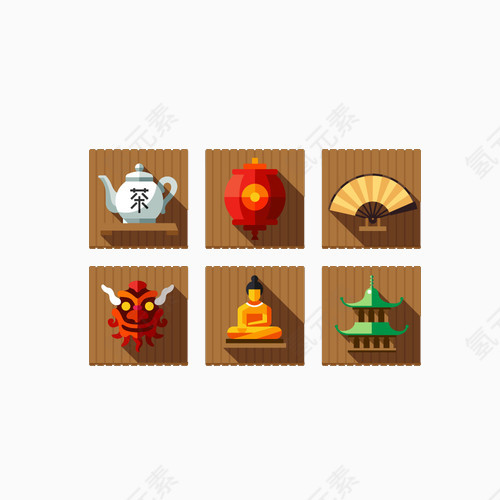 扁平中国风元素