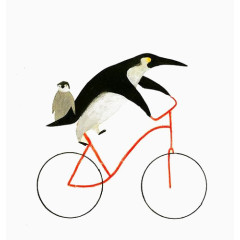骑自行车的企鹅