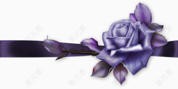 紫色花装饰彩带