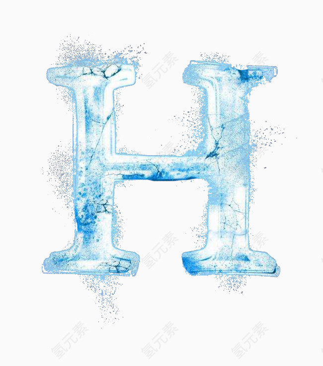 蓝色透明素材冰雪字体免抠下载