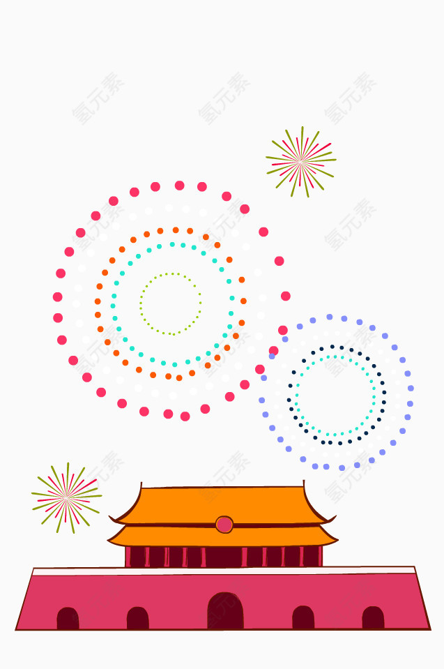 红色简约烟花效果元素