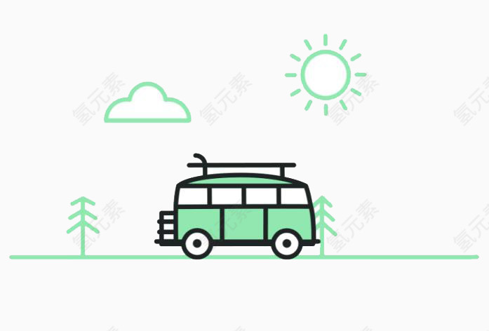 绿色环保汽车清新美景