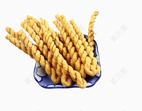 蓝色碟子里的麻花