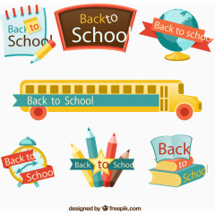 7款彩色返校标签矢量素材