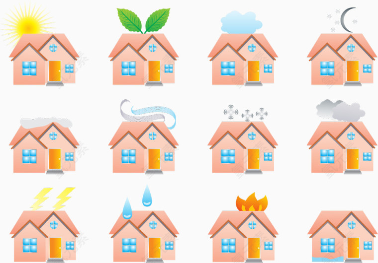 矢量家庭系列图标合集